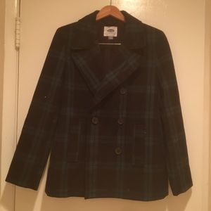Old Navy Tartan Peacoat Double-Breasted